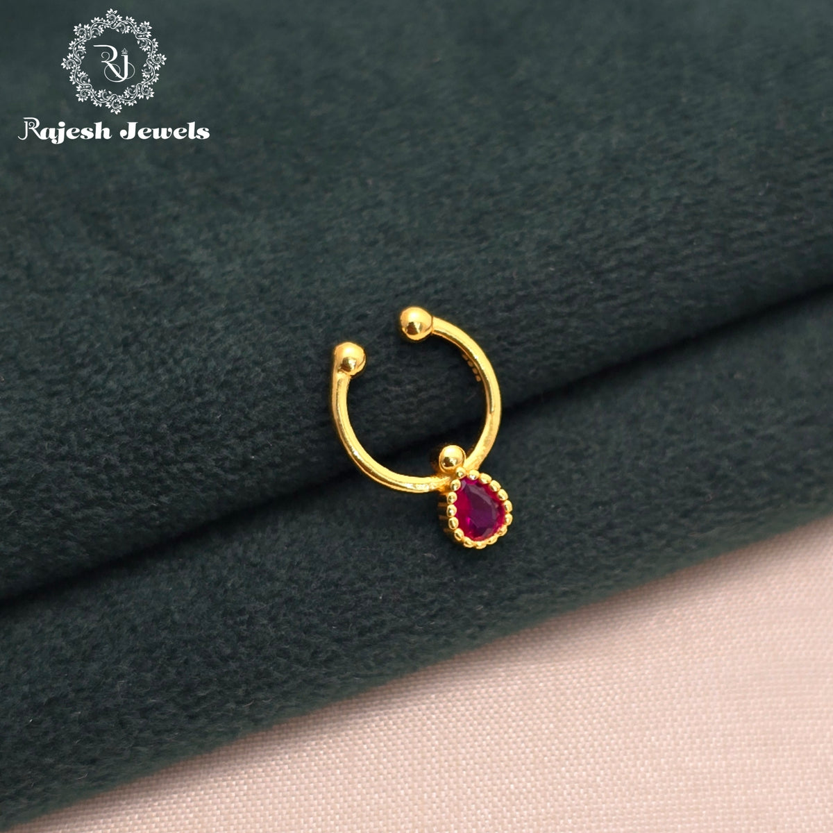 Ruby Teardrop Cz Septum Nose Pin
