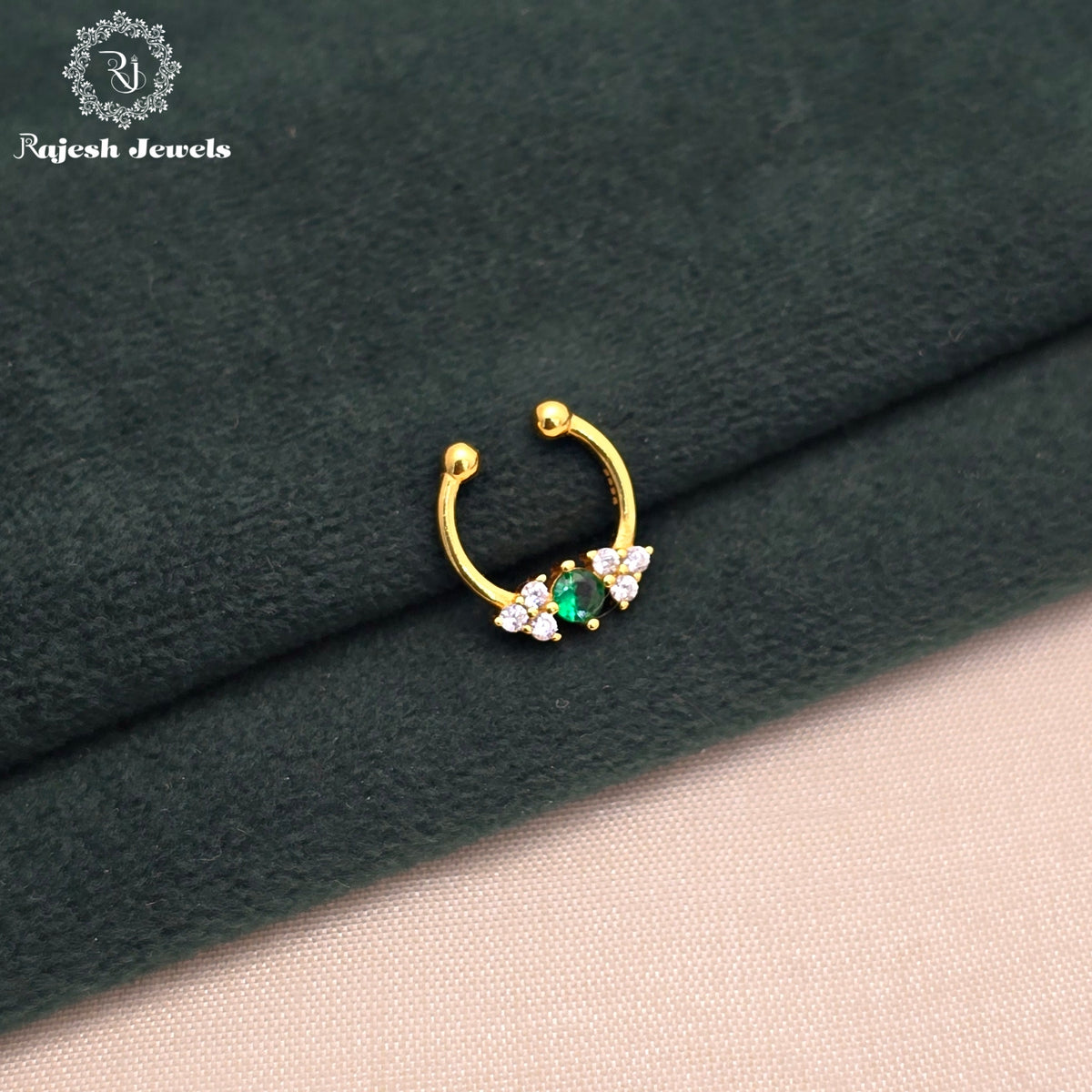 Graceful Green Cz Septum Nose Pin
