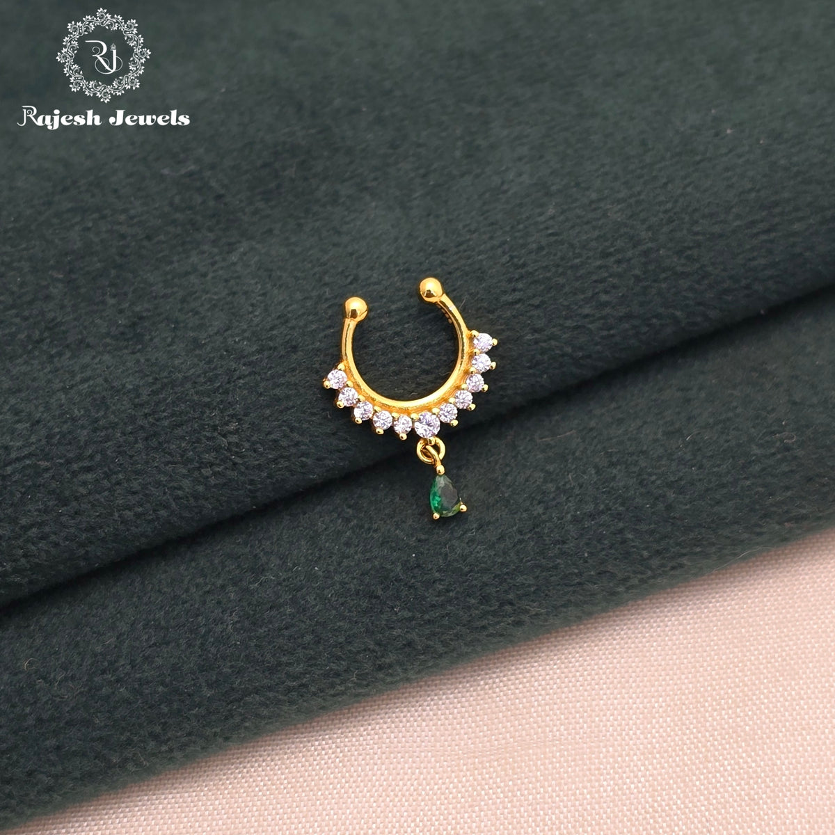 Green Droplet Septum Nose Pin