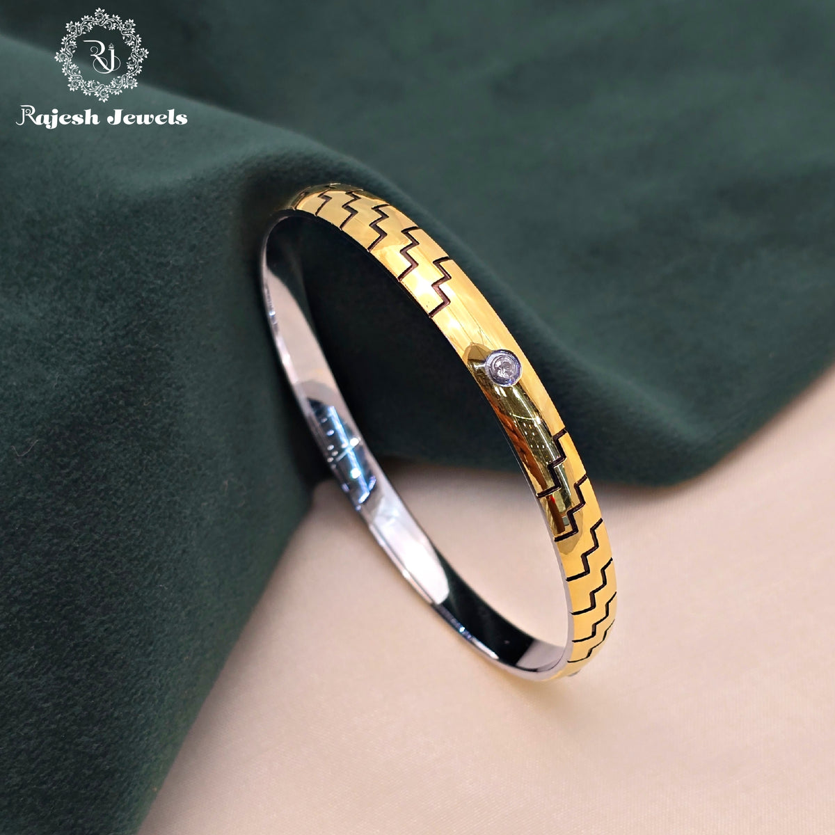 Solitaire Studded Gold Plated Hand Kada