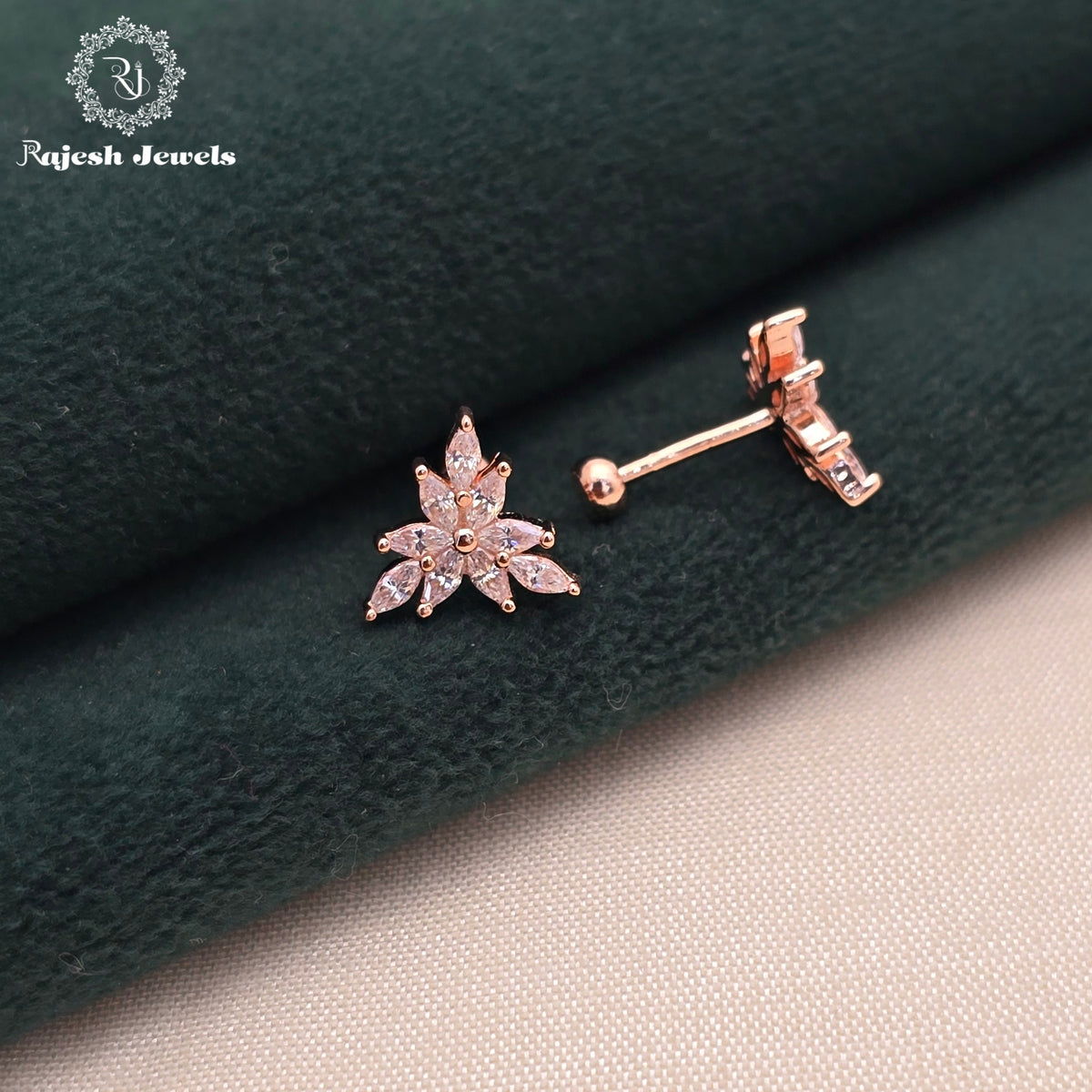 Sparkling Cz Rosegold Stud Earrings