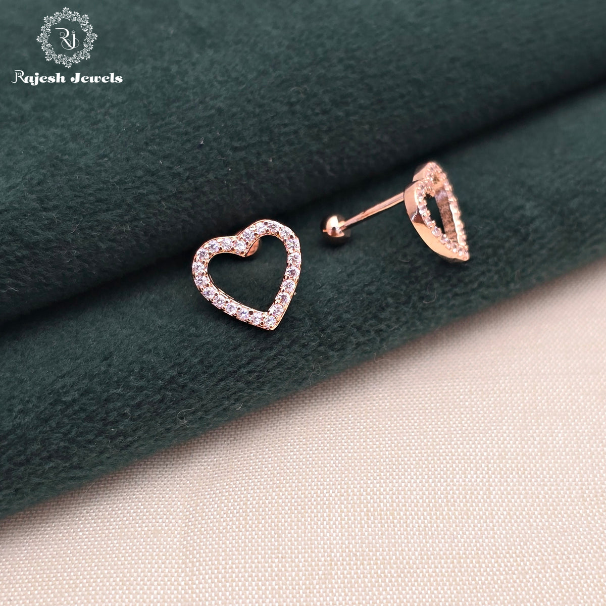 Opulent Heart Rosegold Stud Earrings
