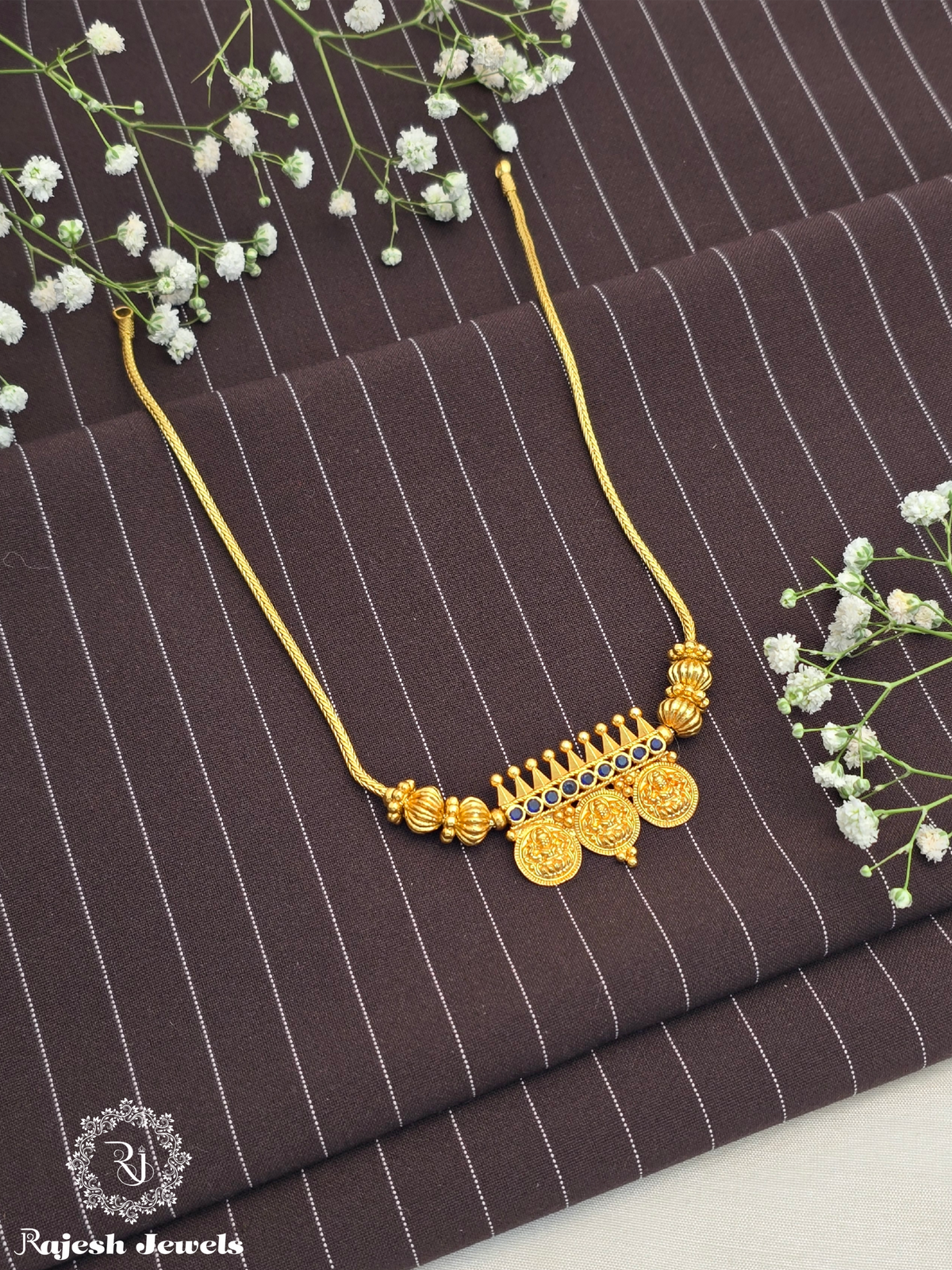 Vintage Blue Lakshmi Kasu Necklace