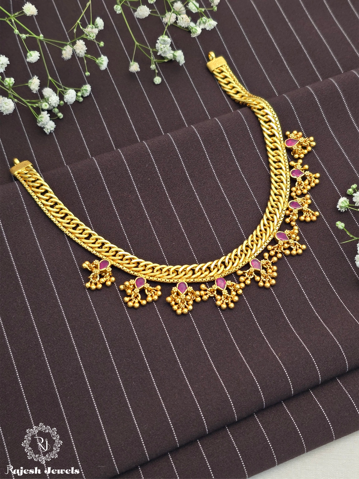 Fabulous Red Kemp Jalebi Necklace