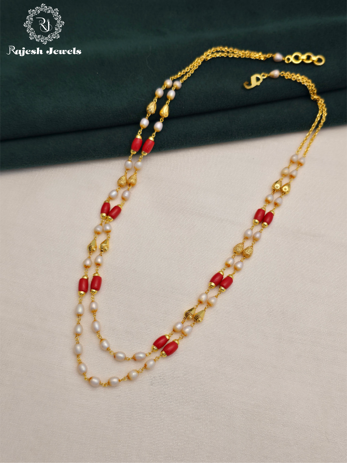 Opulent Pearl & Coral Dual Chain