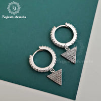 Triangluar Cz Hoop Earrings