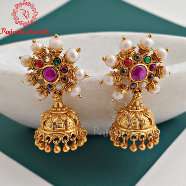 Navrathan Gold Polish Jumka