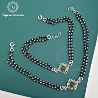 Squared Cutstone Black Beads Anklet