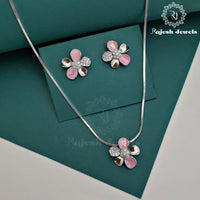 Pink Floral MOP Pendant Set