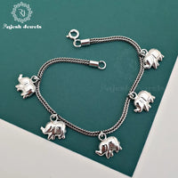 Elephant Charm Oxidised Bracelet