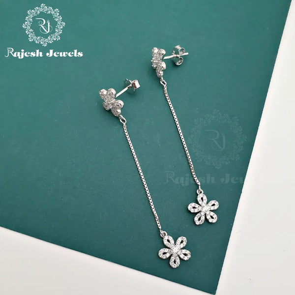 Dual Floral Hanging Cz Earrings