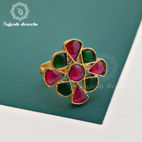 Vibrant Kundan Finger Ring