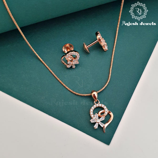 Passionate Cz Rosegold Pendant Set