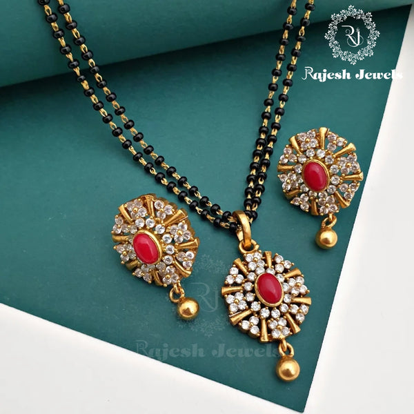 Red Coral Mangalsutra Pendent Set