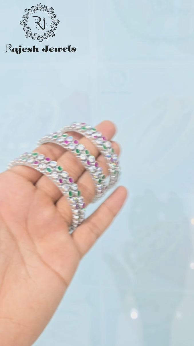 Load video: Multicolored Dailywear Cutstone Bangles