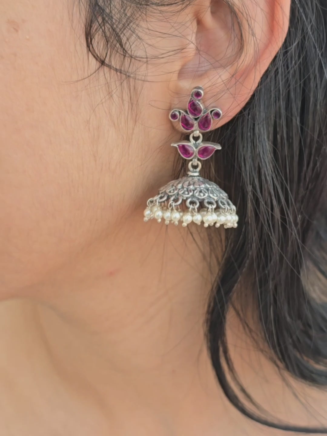 Load video: Radiant Cutstone Jumka Earrings