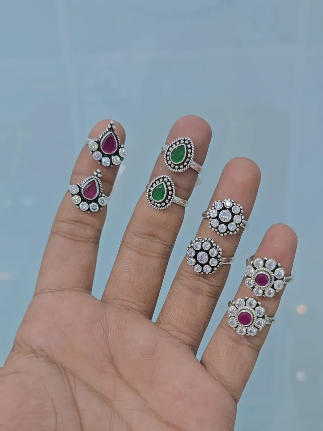 Load video: Most Loved Silver Cutstone Toerings