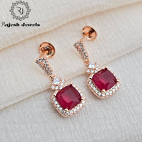 Charming Cz Rosegold Hanging Earrings