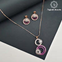 Sequenced Cz Rosegold Pendent Set