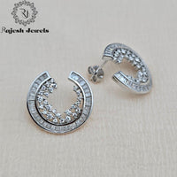 Twinkling Cz Cresent Stud Earrings