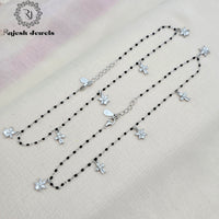 Classy Cz Charm Blackbead Sleek Anklet