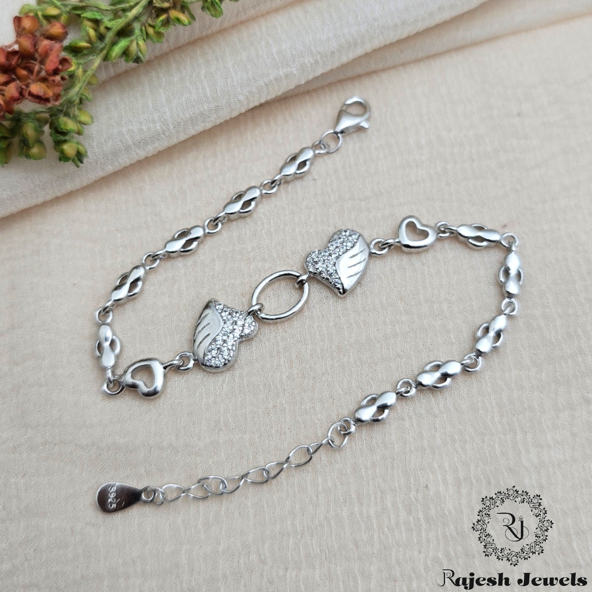 Inverted Cz Heart Daily Wear Bracelet