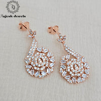 Fascinating Cz Rosegold Hanging Earrings