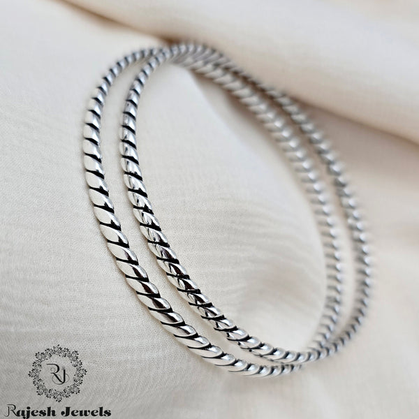 Twisted Oxidised Silver Bangles