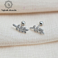 Classy Leaf Cz 2nd Stud Earrings