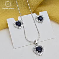 Royal Blue Cz South Screw Pendent Set