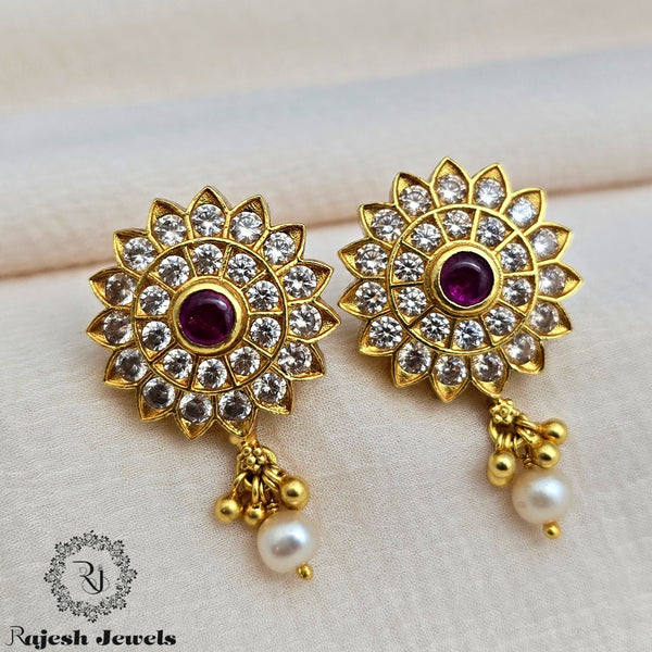 Exceptional Cz Traditional Gold Plated Earrings