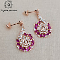 Luxurious Cz Rosegold Hanging Earrings