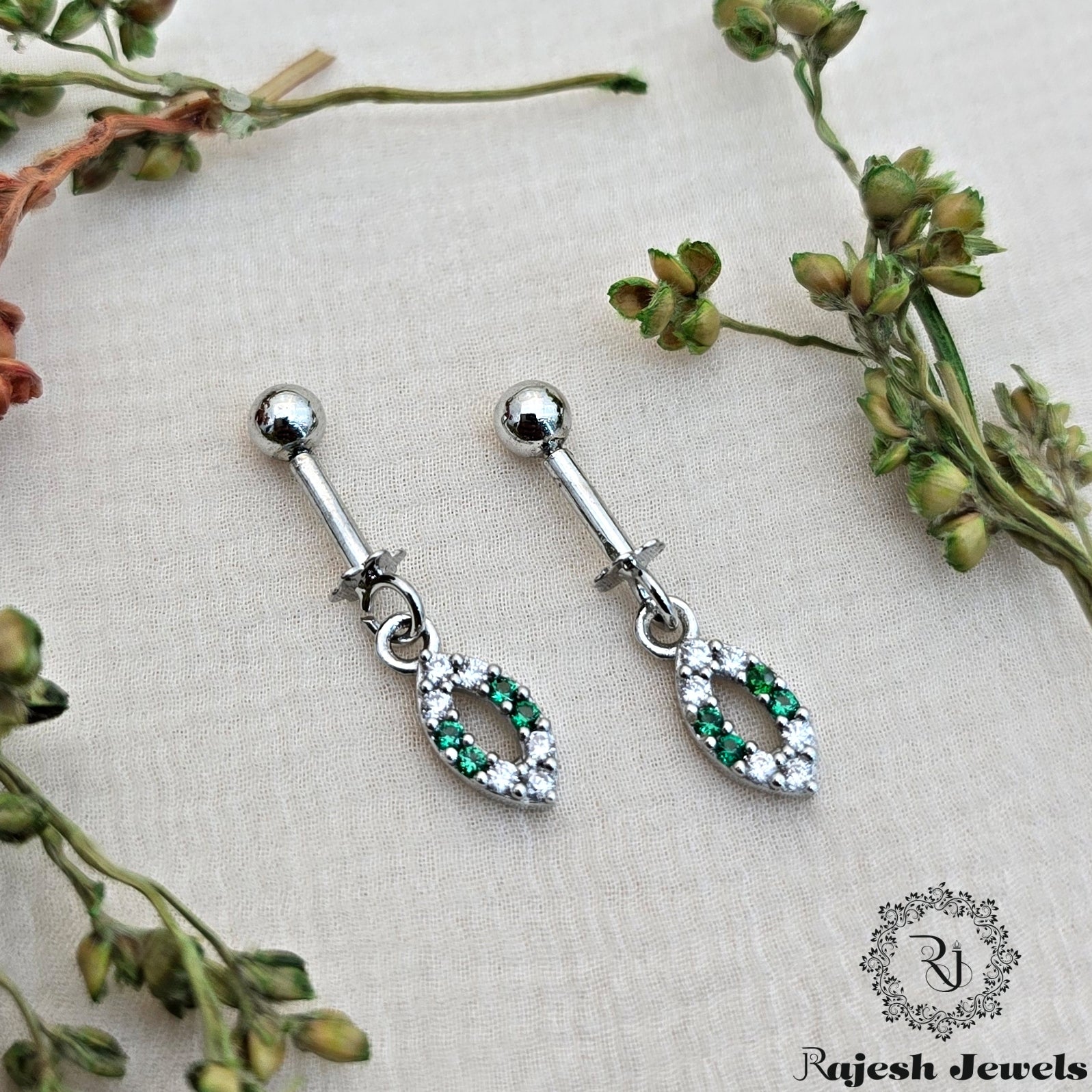 Graceful Green Cz Bugadi Earrings