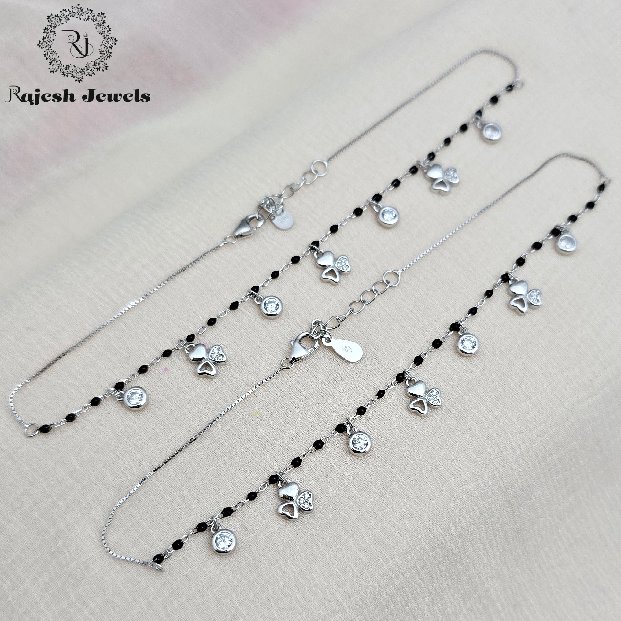 Little Heart Cz Charm Blackbead Sleek Anklet