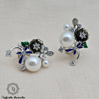 Mesmerizing Pearl Cz Stud Earrings