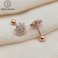 Sparkling Cz Rosegold 2nd Stud Earrings