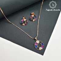 Luxurious Cz Rosegold Pendent Set