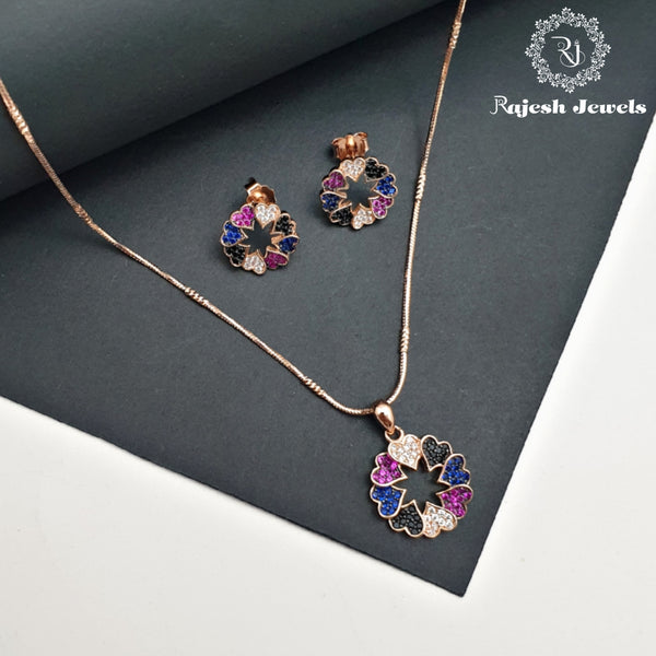 Luxurious Cz Rosegold Pendent Set