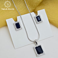 Mesmerizing Blue Cz Pendent Set