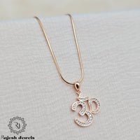 Om Rosegold Cz Pendant & Chain