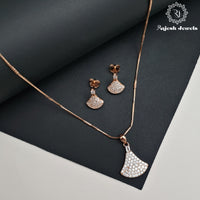 Lavish Cz Rosegold Pendent Set