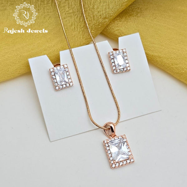 Sparkling Cz Rosegold Pendent Set