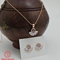 Glorified Cz Rosegold Pendent Set