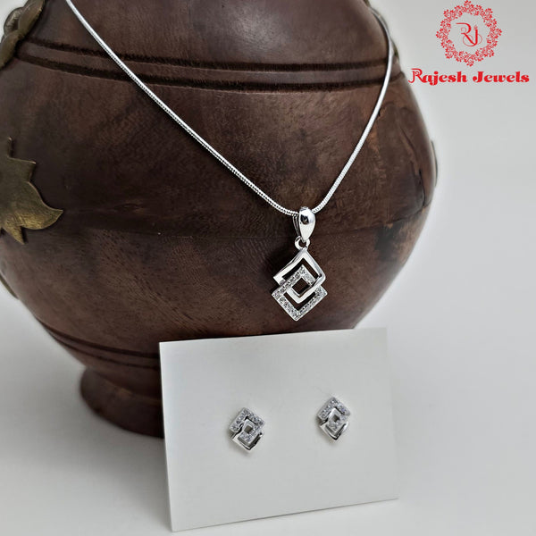 Geometric Cz South Screw Pendent Set