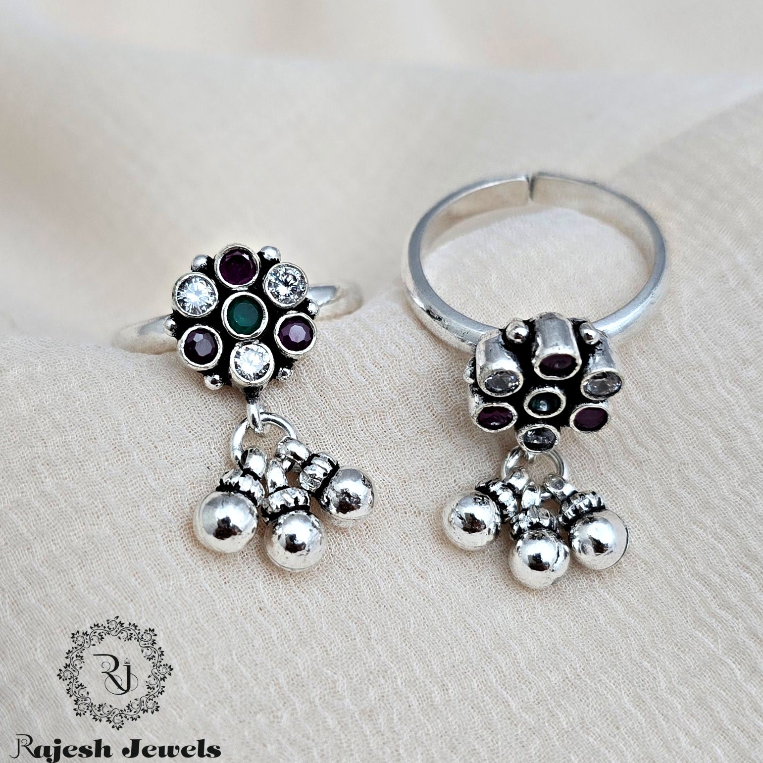 Floral Multi Coloured Ghungroo Toerings