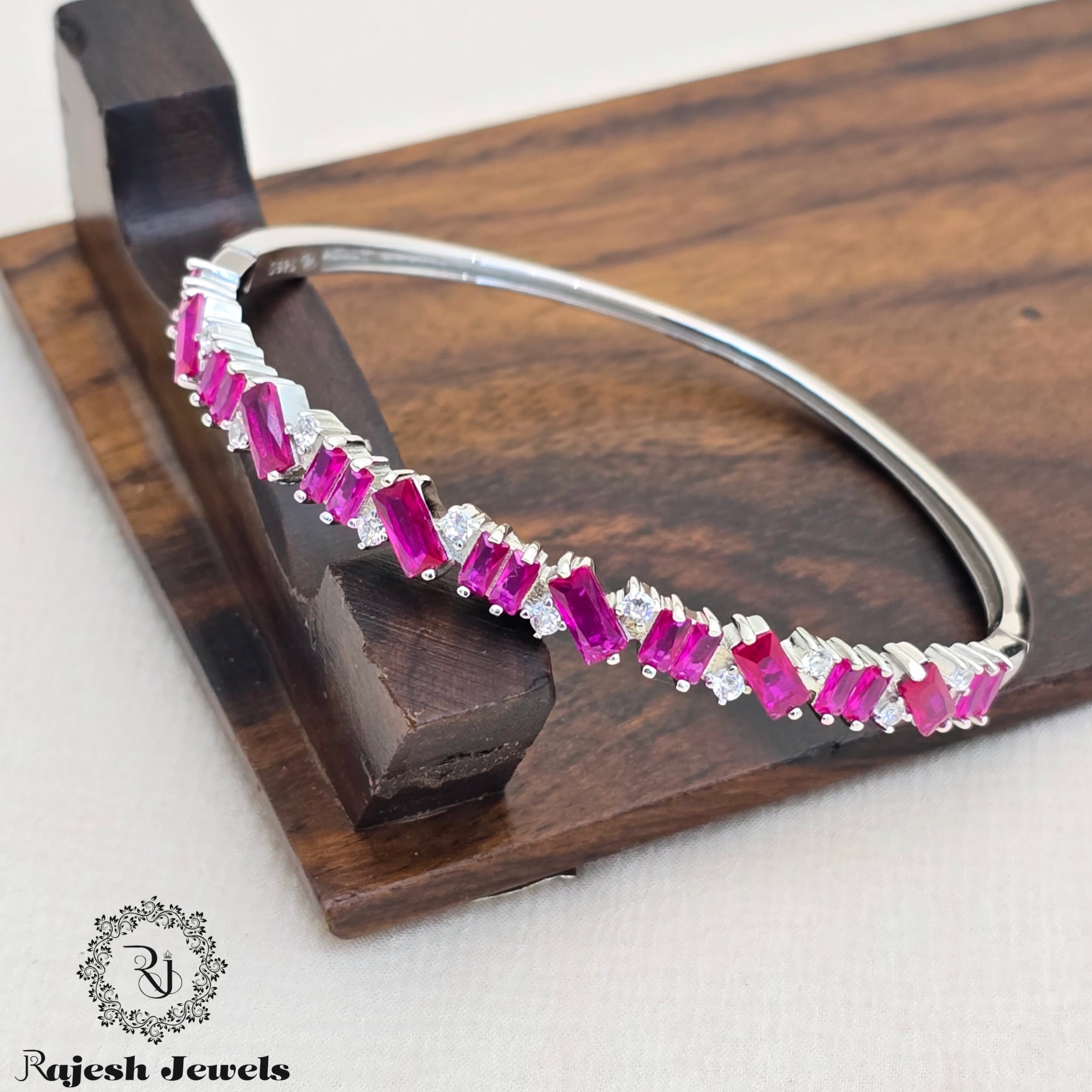 Sizzling Cz Rhodium Finish Hand Bracelet
