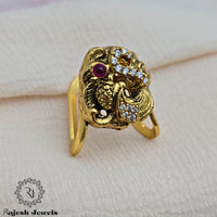 Pleasing Nakshi Gold Plated Finger Ring