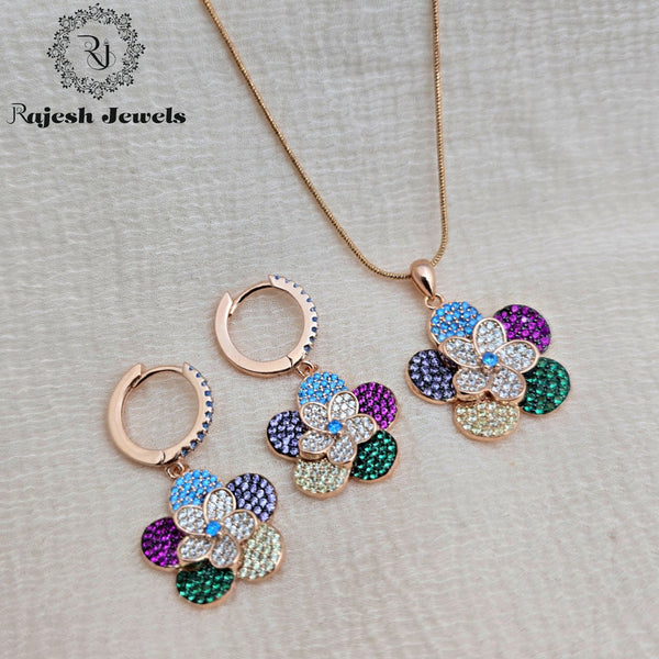 Fascinating Floral Multi Coloured Pendent Set