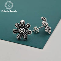 Radiant Floral Oxidised Studs