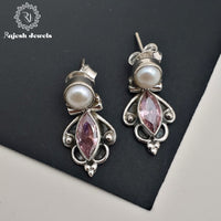 Mesmerising Pink & Pearl Fusion Cutstone Earring